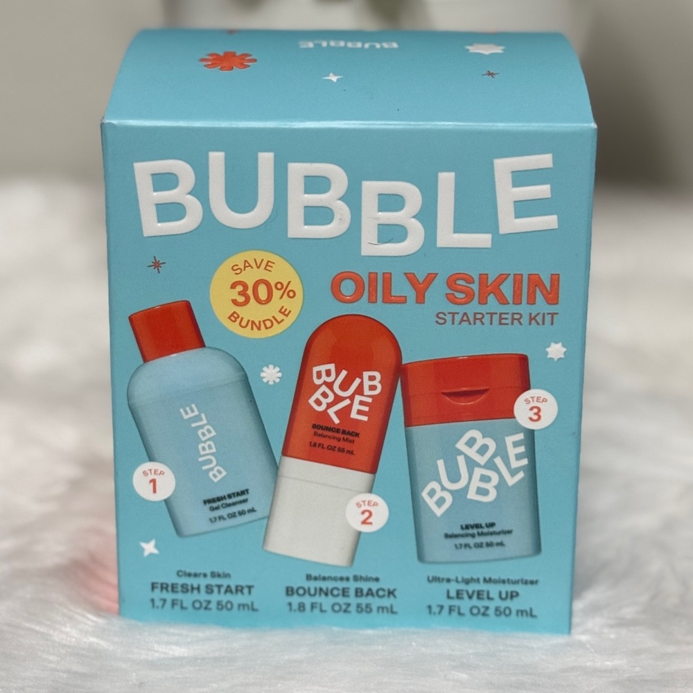 SINGLE New Sealed Box - Bubble Skincare 3-Step Bundle for Normal to Oily Skin.
